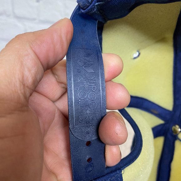 Vintage Trucker Hat Foam Cap Snapback Navy Blue Blue Streak Patch DISCOLORATION - Picture 9 of 12